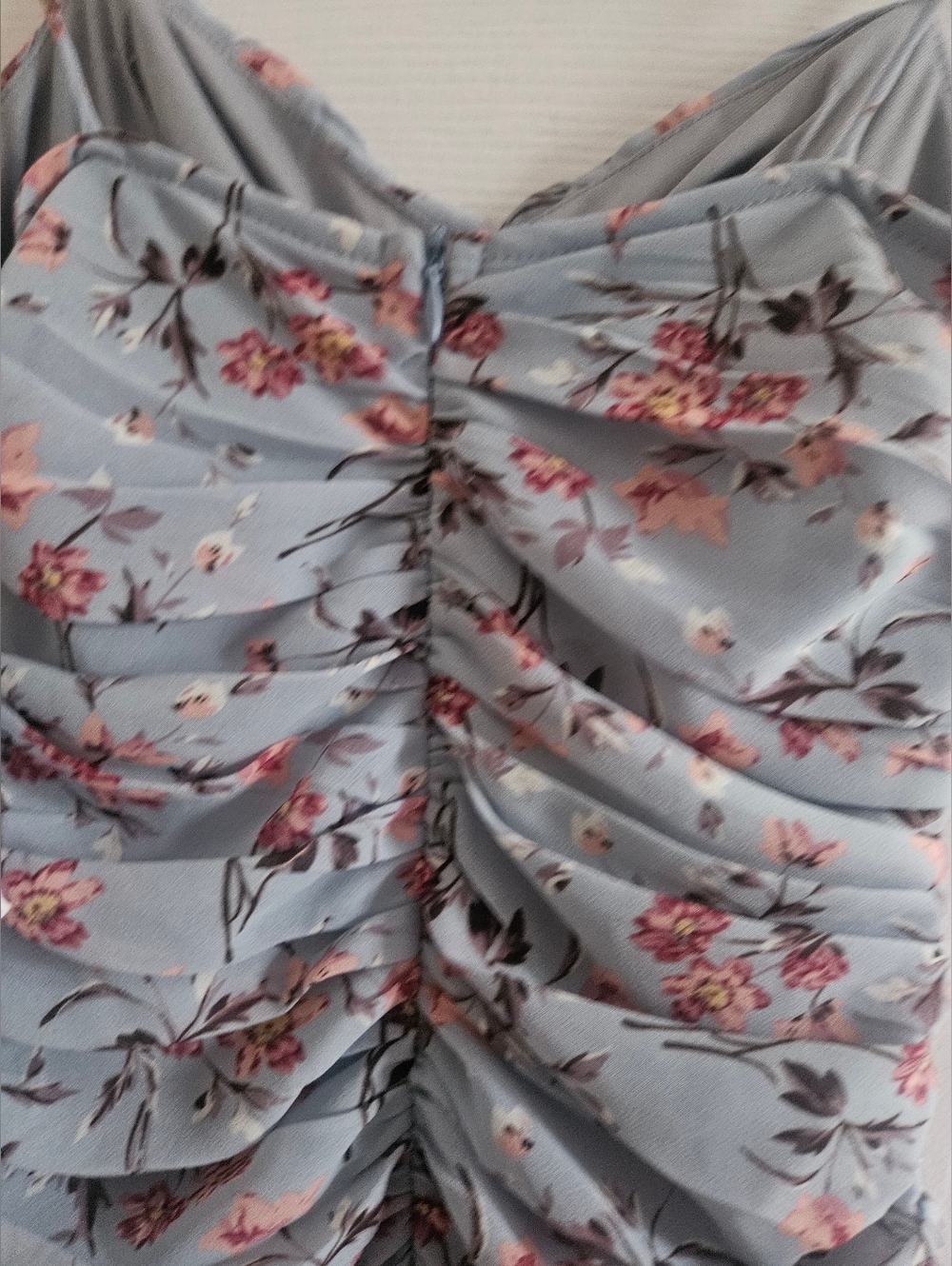 Light Blue Floral Ruffle Mini Dress - Picture 2 of 5